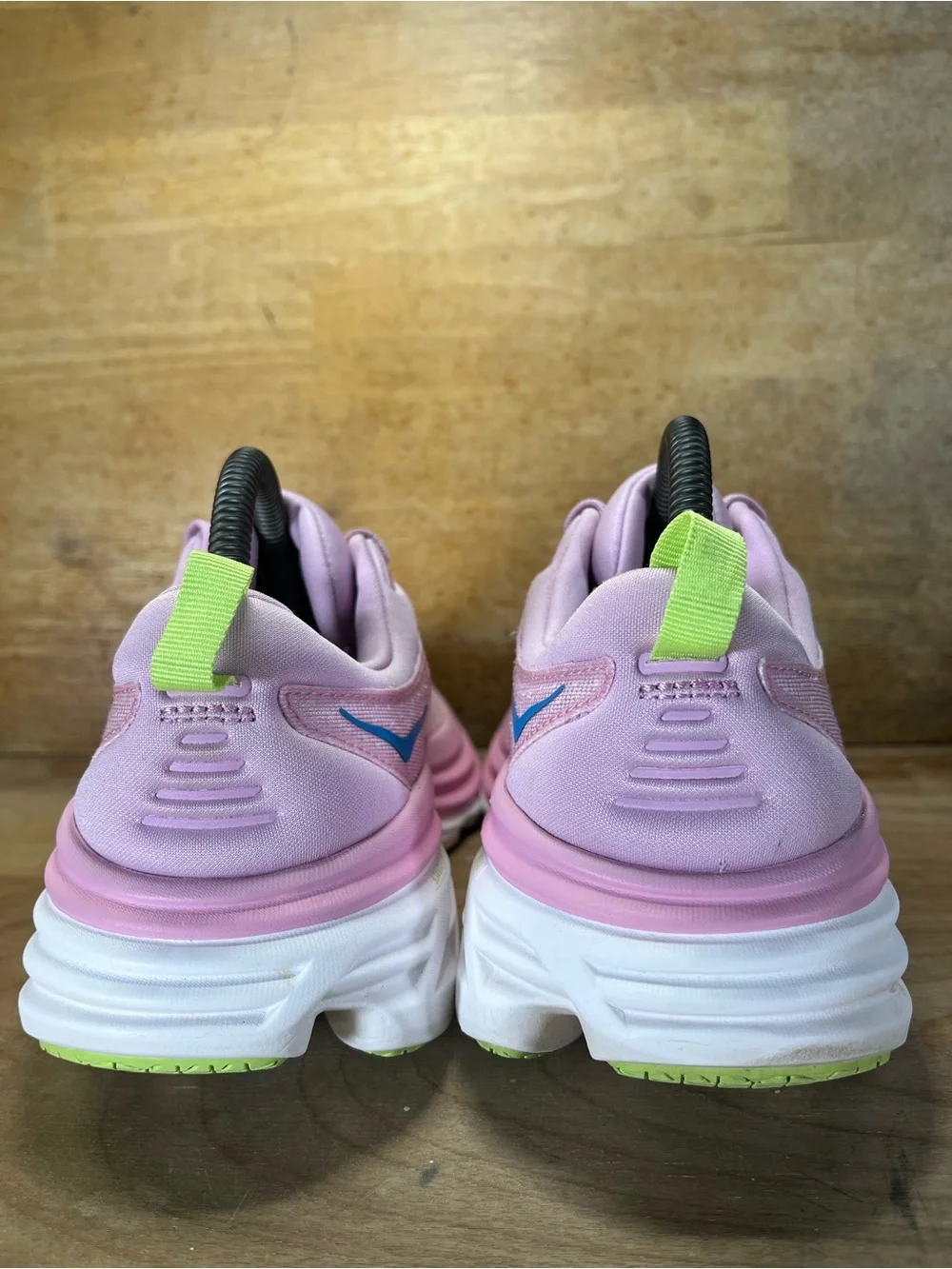 Hoka One One Bondi 8 REFLECTIVE Womens Size 8 Running Shoes Sneakers Pink Blue
